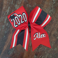 Senior Striped Cheer Bow/Graduation Bow/ with Name