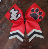 Custom Cheer Bow / Softball Bow / Dance Bow with Chevron Tail and 2 Names