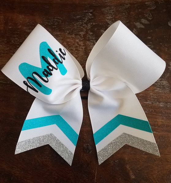 Chevron Tail Cheer Bow/Softball Bow /Dance Bow with Name