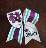 Senior Striped Cheer Bow/Graduation Bow/ with Name
