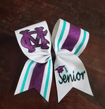 Senior Striped Cheer Bow/Graduation Bow/ with Name