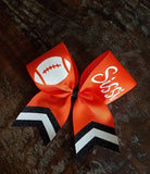 Custom Cheer Bow / Softball Bow / Dance Bow with Chevron Tail and 2 Names