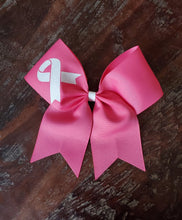 Load image into Gallery viewer, Cancer Awareness Ribbon Cheer/Dance/Softball bow.

