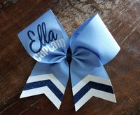 Custom Cheer Bow / Softball Bow / Dance Bow with Chevron Tail and 2 Names