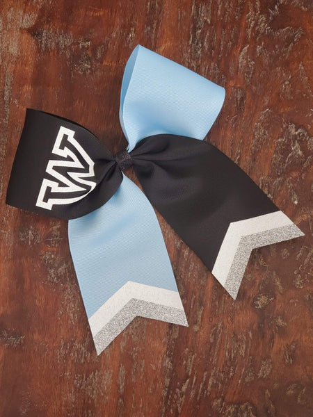 2 Toned Cheer Bow/Softball Bow/Dance Bow with 2 Chevrons and Name.