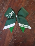 Custom Cheer Bow/Senior Bow/Softball Bow/ with Name and Striped tail