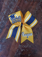 Senior Striped Cheer Bow/Graduation Bow/ with Name