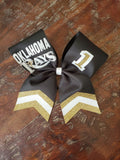 Custom Cheer Bow / Softball Bow / Dance Bow with Chevron Tail and 2 Names