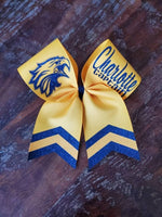 Custom Cheer Bow / Softball Bow / Dance Bow with Chevron Tail and 2 Names