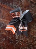 FULL Glitter Chevron Tail Senior Cheer Bow with Name