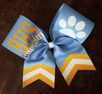 Custom Cheer Bow / Softball Bow / Dance Bow with Chevron Tail and 2 Names