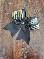 Black Gold and White Paint Drip Cheer Bow / Softball Bow / Dance Bow