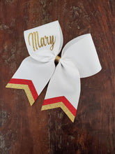 Load image into Gallery viewer, Chevron Tail Cheer /Softball/Dance Bow with 1 Name
