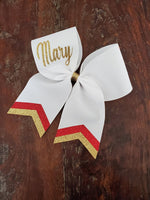 Chevron Tail Cheer Bow /Softball Bow/Dance Bow with Name