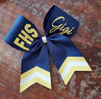 Custom Cheer Bow / Softball Bow / Dance Bow with Chevron Tail and 2 Names