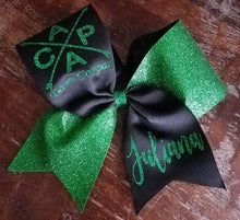 Load image into Gallery viewer, Half Glitter Cheer/Softball/Dance Bow with 2 Names
