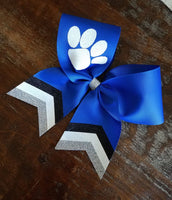 Custom Chevron Tail Cheer Bow/Softball Bow/Dance Bow with 2 names.