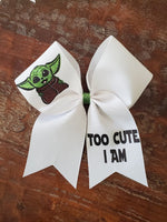 Yoda "Too Cute I am" Cheer Bow