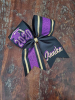 Senior Striped Cheer Bow/Graduation Bow/ with Name