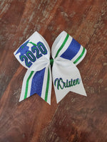 Senior Striped Cheer Bow/Graduation Bow/ with Name