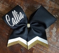 Chevron Tail Cheer Bow /Softball Bow/Dance Bow with Name