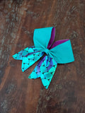 Mermaid Tail Cheer Bow / Disney Bow / Purple and Green Metallic Bow