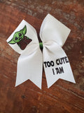 Yoda "Too Cute I am" Cheer Bow