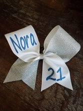 Load image into Gallery viewer, Half Glitter Cheer/Softball/Dance Bow with 2 Names
