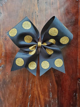 Load image into Gallery viewer, Polka Dot Cheer/Dance/Softball Bow with name.
