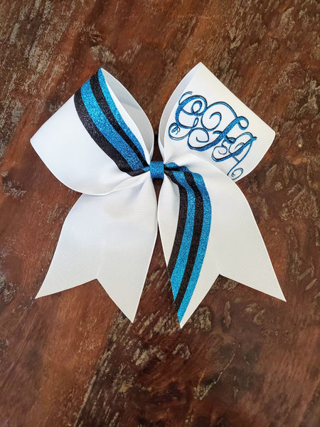 Custom Glitter Swoosh Cheer bow with Layered Name