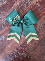 Custom Green/Pink Cheer Bow /Dance Bow /Softball Bow with Name