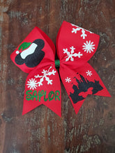 Load image into Gallery viewer, Christmas Themed Cheer Bow.
