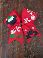 Christmas Themed Cheer Bow.