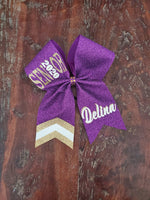 FULL Glitter Chevron Tail Senior Cheer Bow with Name