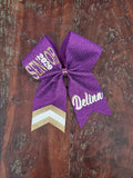 FULL Glitter Chevron Tail Senior Cheer Bow with Name