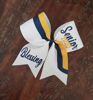 Striped Glitter Cheer Bow/Softball Bow/Dance Bow/Senior Bow with Names