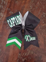 FULL Glitter Chevron Tail Senior Cheer Bow with Name