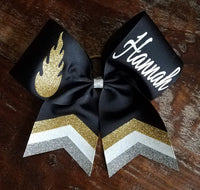 Custom Chevron Tail Cheer Bow/Softball Bow/Dance Bow with 2 names.