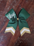 Custom Green/Pink Cheer Bow /Dance Bow /Softball Bow with Name