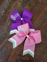 Chevron Tail Cheer Bow /Softball Bow/Dance Bow with Name