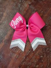 Load image into Gallery viewer, Custom Green or Pink Cheer/Dance /Softball Bow with Name
