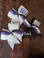 Striped Glitter Cheer Bow/Softball Bow/Dance Bow/Senior Bow with Names