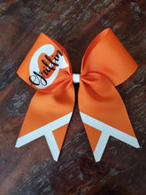 Load image into Gallery viewer, T-Chevron Tail Cheer/Softball/Dance Bow with 2 names.
