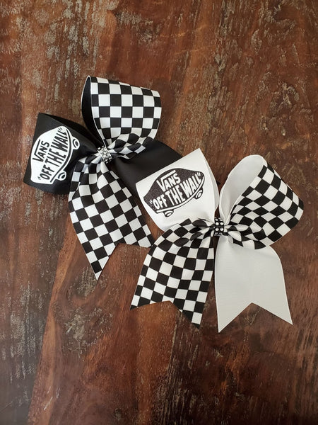 Checkered Cheer Bow/Softball Bow/ Dance Bow.