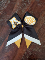 Custom Cheer Bow/Senior Bow/Softball Bow/ with Name and Striped tail