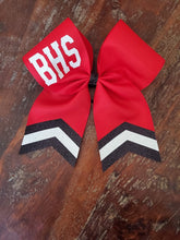 Load image into Gallery viewer, Custom Red/Maroon Cheer/Dance/Softball Bow with Name and chevrons
