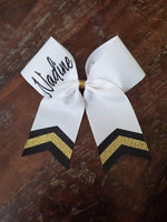 Custom White Cheer Bow/Dance Bow/Softball Bow with Name