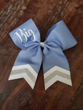 Load image into Gallery viewer, BLUE or NAVY Chevron Tail Cheer/Dance/Softball Bow with Name
