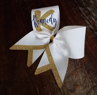 T-Chevron Tail Cheer Bow/Softball Bow/Dance Bow with 2 names.