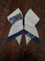 Custom Cheer Bow/Senior Bow/Softball Bow/ with Name and Striped tail